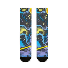 Load image into Gallery viewer, Jack Kirby Cosmic Surf Sublimation Crew Socks — Vibrant Kirby Krackle Athletic Socks
